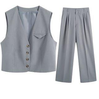 Single-breasted Vest / Wide Leg Pants