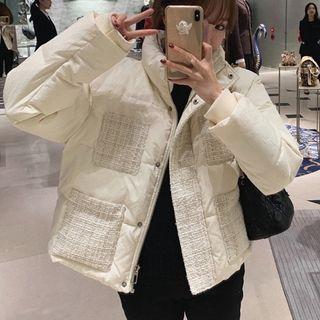 Contrast Pocket Stand Collar Padded Jacket