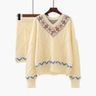 Set: Patterned Sweater + Mini Pencil Skirt