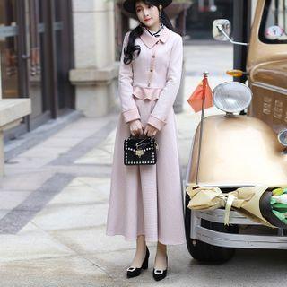 Set: Plaid Jacket + Midi A-line Skirt