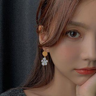 Floral Drop Ear Stud / Sterling Silver Ear Stud / Clip-on Earring