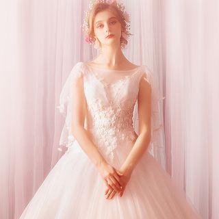 Flower Accent Sleeveless Wedding Ball Gown
