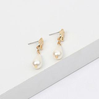 Asymmetric Faux Pearl Earrings Gold - One Size