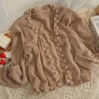 Details Buttonless Open-knit Cape Top Skin Pink - One Size