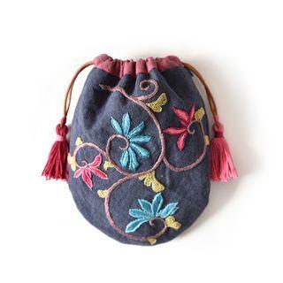 Floral Drawstring Pouch Diy Embroidery Kit