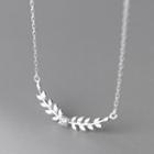 Leaf Pendant Rhinestone Sterling Silver Necklace Silver - One Size