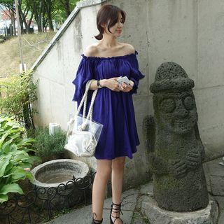 Bell-sleeve Off Shoulder Shift Dress