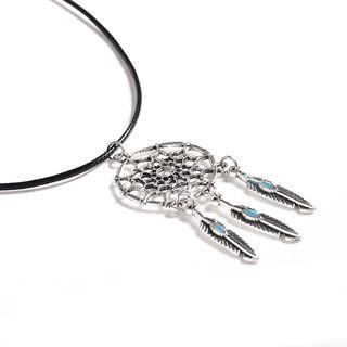Feather-drop Dream Catcher Necklace