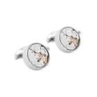 Fashionable Personality Watch Movement Geometric Round Cufflinks Silver - One Size