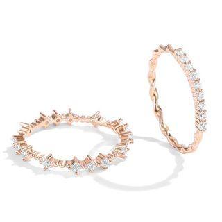 Set Of 2 : Rhinestone Alloy Ring (assorted Designs)