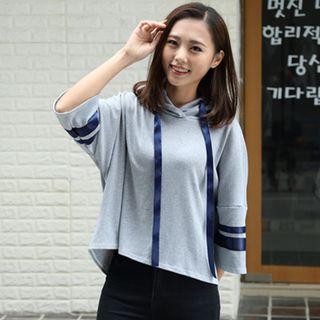 Striped 3/4-sleeve Hoodie