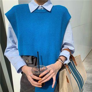 Asymmetrical Sweater Vest Black - One Size