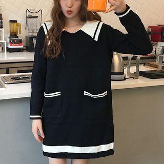 Two Tone Sailor Collar Knit Dress