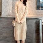 Long-sleeve Cable Knit Sweater Dress
