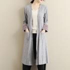Pocketed Open-front Long Jacket