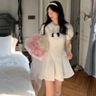 Short-sleeve Plain Shirt + Bow-accent Bandeau Dress