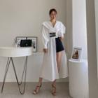 Double-belt Asymmetric-hem Long Dress