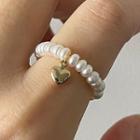 Heart Alloy Faux Pearl Ring