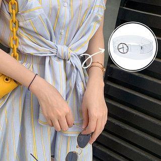 Sleeveless Striped Mini A-line Shirt Dress Transparent - One Size