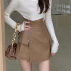 Irregular Faux Leather Mini Skirt