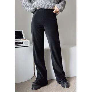 Slit-hem Straight-leg Corduroy Pants