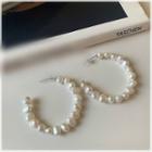 925 Sterling Silver Faux Pearl Hook Earring 5120 - One Size