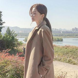 Notched-lapel Wool Blend Wrap Coat