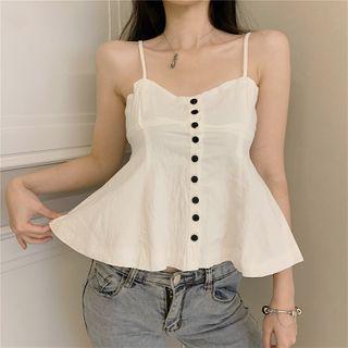 Button Cropped Camisole Top White - One Size