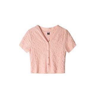 V Neck Ruched Short Sleeve Crop Top