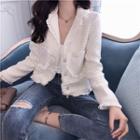 Fringed Tweed Buttoned Jacket