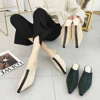 Colorblock Crystal And Square Head Shoes