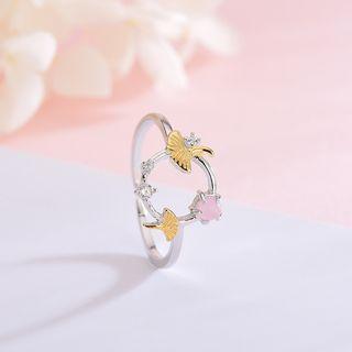 925 Sterling Rhinestone Hoop Open Ring Rs367 - As Shown In Figure - One Size