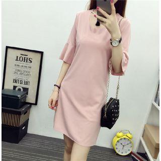 Bell-sleeve Open Front T-shirt Dress