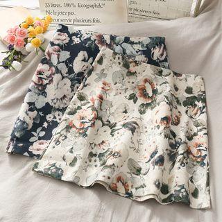 Ink-flower High-waist Mini Skirt