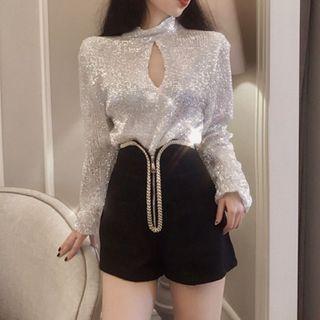 Long-sleeve Sequin T-shirt / Hot Pants