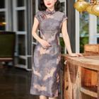 Traditional Chinese Cap-sleeve Satin Dress