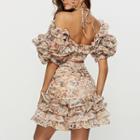 Ruffle Cold Shoulder Mini A-line Dress