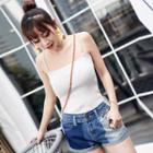 Rhinestone Strap Camisole Top / Denim Hot Pants