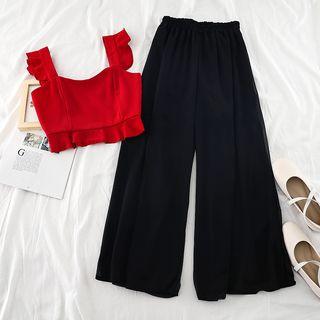 Set : Camisole + High-waist Wide-leg Pants
