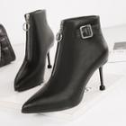 Zip Detail Pointed High Heel Ankle Boots