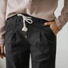 Drawstring-waist Button-fly Tapered Pants