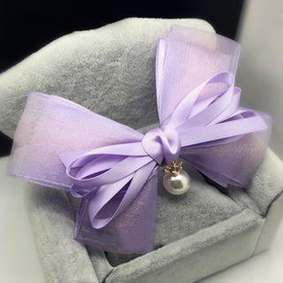 Faux Pearl Mesh Bow Hair Clip
