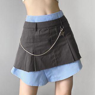 Mock Two-piece Chained Mini Skirt