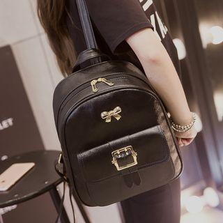 Faux-leather Bow Detail Backpack