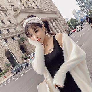 Open Front Long Cardigan White - One Size