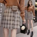 Set: Mini A-line Plaid Skirt + Belt Bag