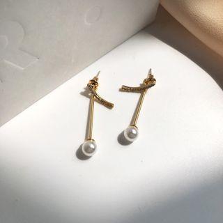 Faux Pearl Dangle Earring 1 Pair - S925 Silver - Earrings - One Size