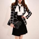 Plaid Tweed Buttoned Coat