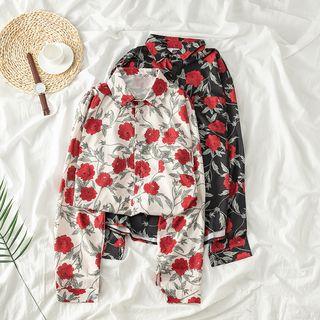 Long-sleeve Floral Loose-fit Shirt