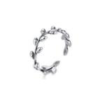 925 Sterling Silver Fashion Elegant Leaf Adjustable Open Ring Silver - One Size